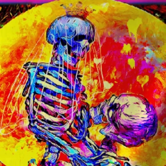 Black Light Skeleton Lovers Moonlight Skeletons Moon Wall Tapestry Blacklight - Picture 6 of 13